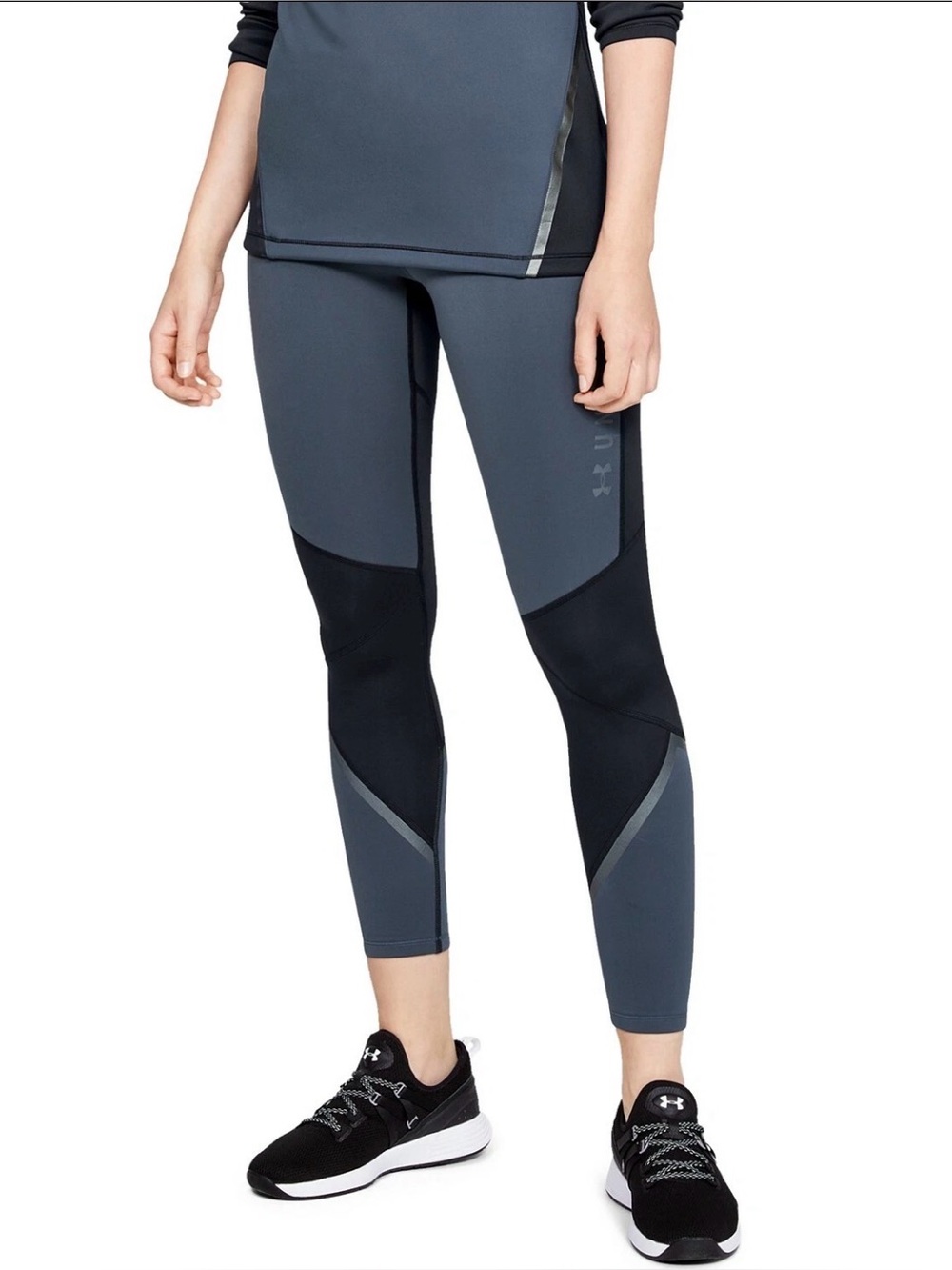 Under Armour ColdGear Compression Leggings Large Slate Blue Gray